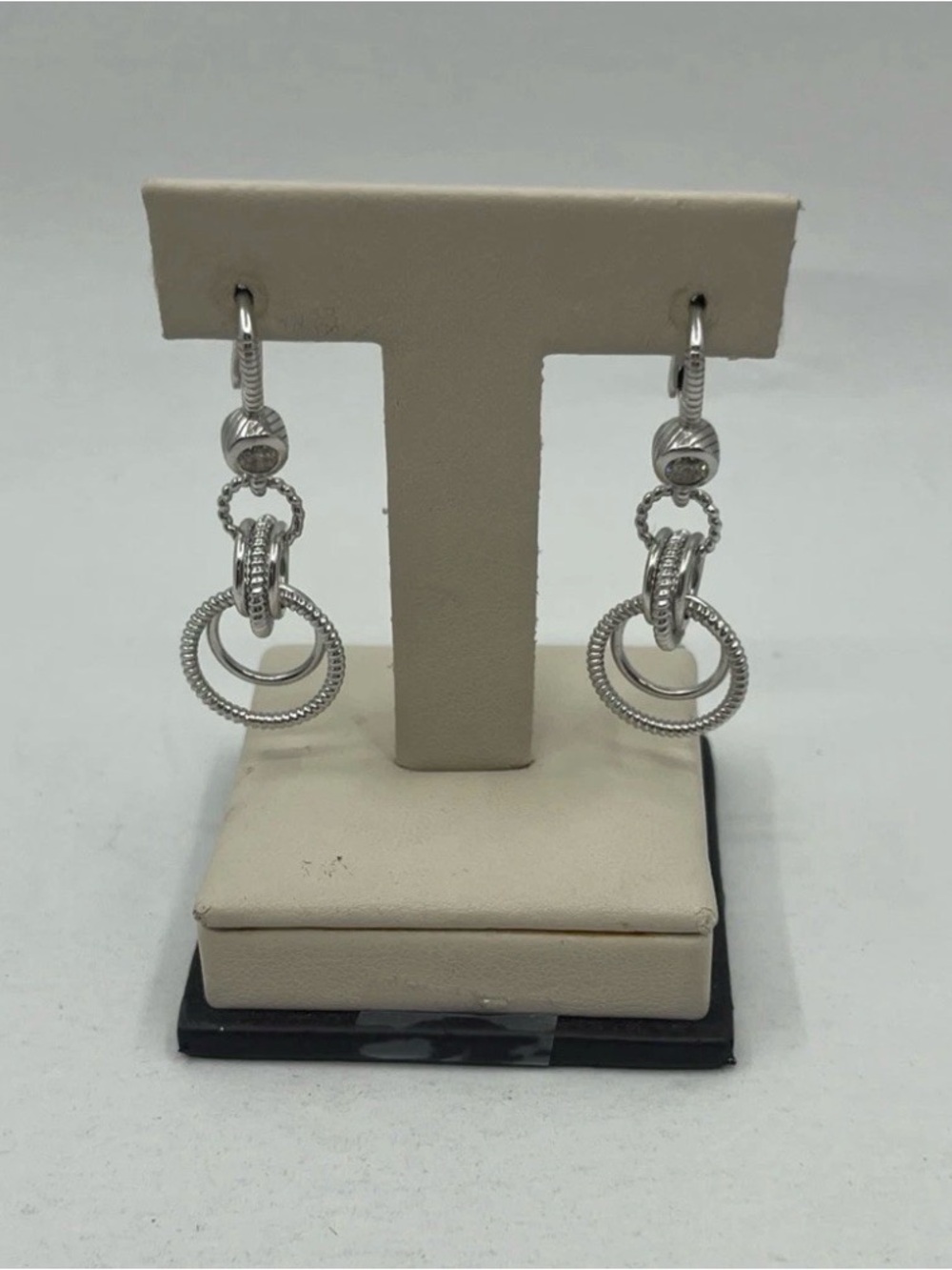 Judith Ripka Sterling Silver Multi-Ring Dangle Earrings